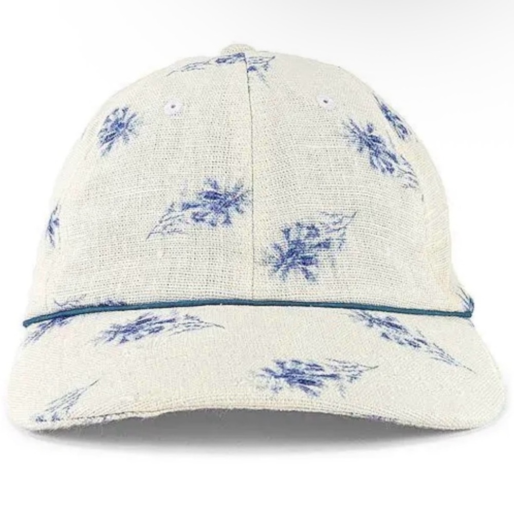 LoveShackFancy Floral Print Theresa Hat Cap - Cream and‎ Ballad Blue